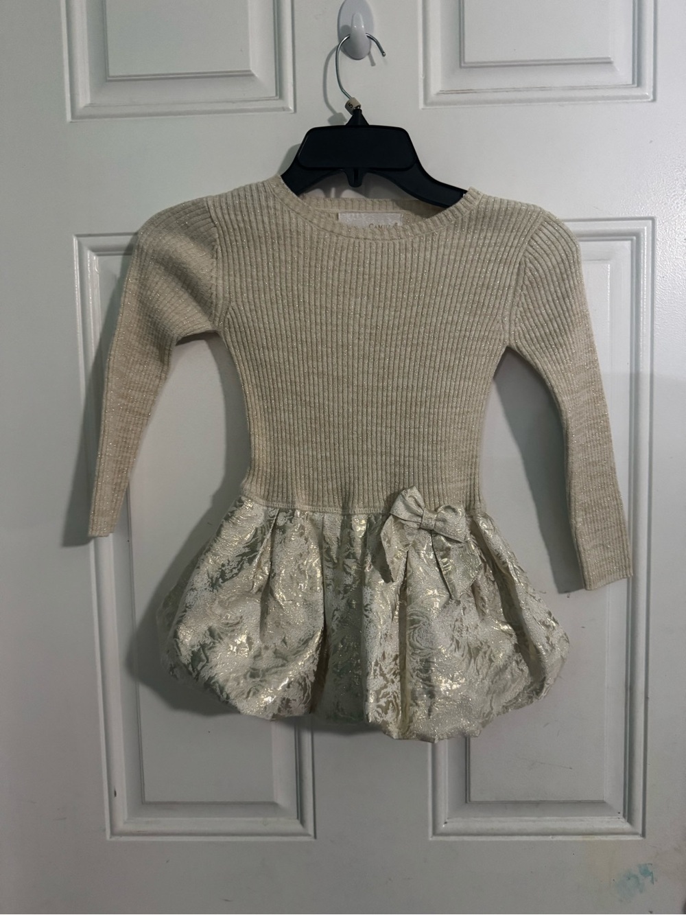 Camilla Cream Knit Top with Shimmery Brocade Skirt